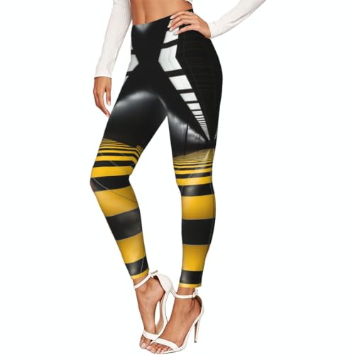 Leggings de mujer a cuadros amarillos y grises para entrenamiento