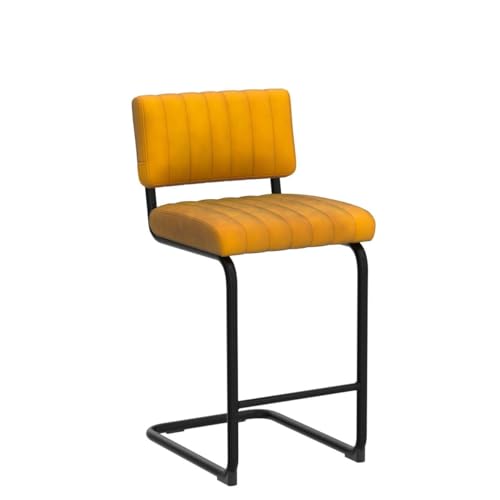 Image of ONEVOG 24 Inch Counter Bar Stools Set of 2, Mid-Century Modern Counter Height Cantilever Bar Chairs for Kitchen Island, Upholstered Velvet Fabric Barstools with Back and Matte Black Metal Legs, Orange