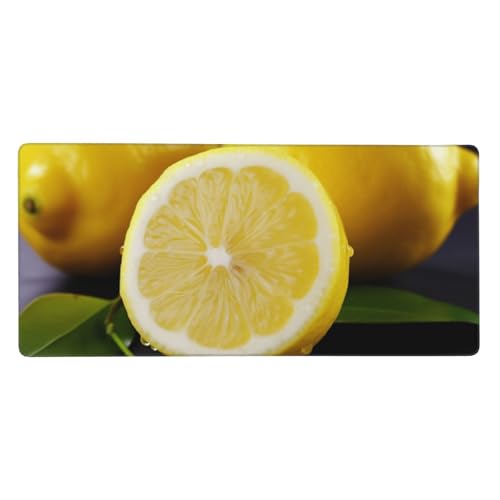 Tapis de souris de jeu imperméable et antidérapant XXL jaune citron avec bords cousus