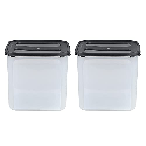 Image of Cutting EDGE 4.5 Litre Airtight Modular Container Set of 2, Leak Resistant Durable Plastic Kitchen Storage Organizer Box for Rice, Dal, Atta, Flour, Cereals & Snacks (Black Lid)