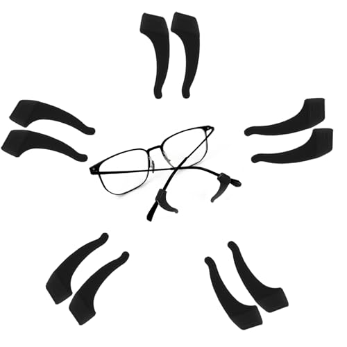 SimautHawk Eye Glasses Ear Grippers Suitable,5 Pairs Black