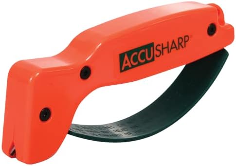 AccuSharp Knife & Tool Sharpener - Orange Knife Sharpener for Pocket Knives, Hunting Knives, Kitchen Knives, Serrated Blades, Cleavers, Axes- Diamond-Honed Tungsten Carbide Sharpens & Repairs - Orange