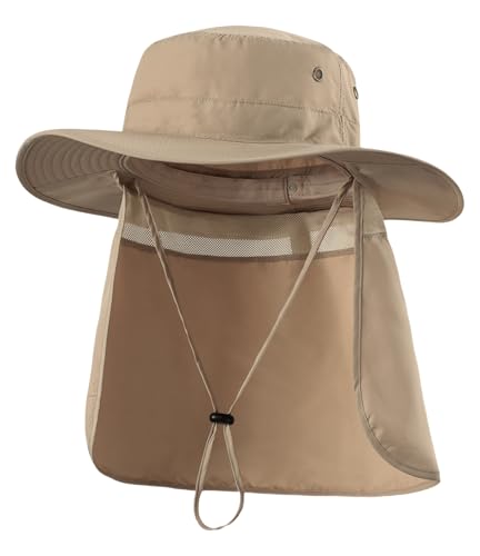 Home Prefer UPF50 Mens Sun Hat with Neck Flap Quick Dry UV Protection Cap Womens Wide Brim Fishing Hat Neck Flap Beach Garden