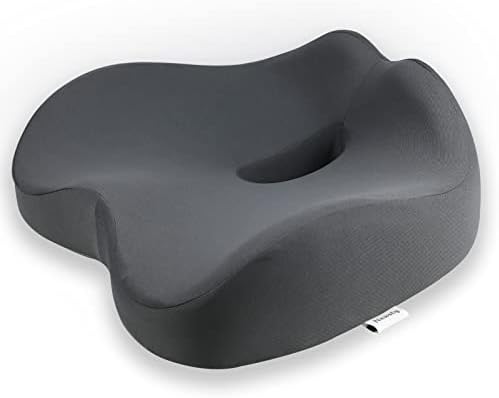 Newsty Pressure Relief Seat Cushion for Long Sitting Hours on Office, Home Chair, Car Memory Foam Office Chair Cushion for Back, Coccyx, Tailbone Pain Relief（Grey）