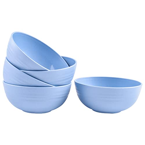 Ensaladera, paquete de 5 cuencos de plástico, 18 onzas de tazón de plástico irrompible, cuencos ligeros para sopa para ensalada de arroz para adultos cuencos (azul) Cover