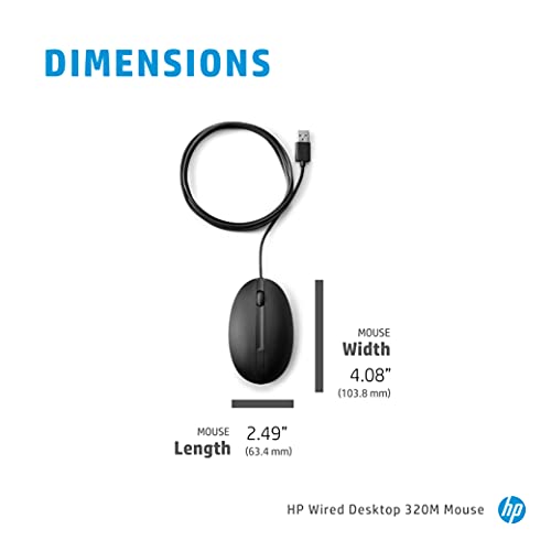 Souris informatique HP Desktop 320M avec câble USB et molette