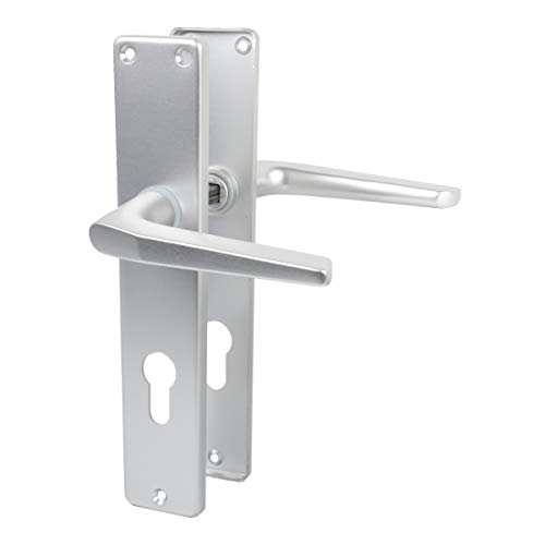 Türdrücker Türklinke Drückergarnitur aus Aluminium in silber eloxiert - Profilzylinder