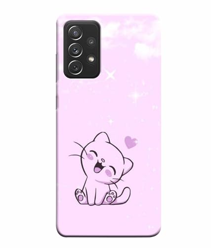 Image of Printed Hard Back Case Cover & Compatible for Samsung Galaxy A72 5G | Cute Cat Vector (Multicolor) - D1189