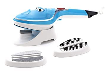 Handheld Garment Steamer-Easy Steam Iron in Turquoise Blue & White Color, Iron Box for All Fabric Types,Ceramic Soleplate Pressing Machine, Portable & Extra Lightweight