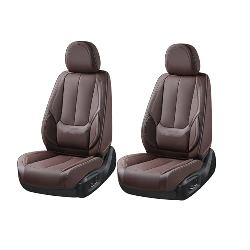 Image of Coverado Seat Covers, Car Seat Covers Front Seats, Car Seat Cover, Car Seat Protector Waterproof, Car Seat Cushion Nappa Leather, Brown Seat Covers Carseat Cover Universal Fit for Most Cars
