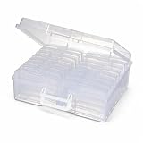 novelinks Organizador de fotos transparente de 10 x 15 cm com alça – 16 estojos internos transparentes de armazenamento de fotos, porta-fotos portátil e caixa de suprimentos de artesanato – comporta