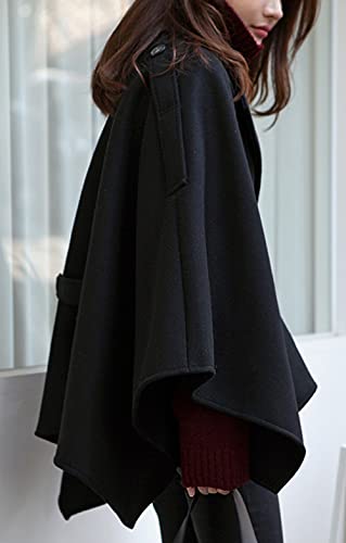 CHARTOU Women's Elegant Lapel Collar Wool Blend Bow-Tie Poncho Cape Jacket with Belt2