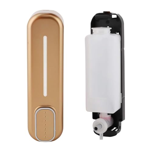 Image of Black ABS Wall Mounted Soap Dispenser: Leak-Free Hand Wash & Shampoo Bottle for Bathroom, Kitchen, Shower, Ideal Home Gadget & Organiser for Soap Dispenser in Wash Basin. (Rose Gold)