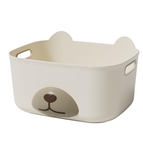 Ladfrol バスケット 収納ボックス 収納バスケット 事務用品 化粧品 収納引き出し 服 寝具 おもちゃ 小さな物体 保管所 折り畳み 容器 箱 プラスチック ファッション 組み立てが簡単 多機能 無臭 厚さ 耐荷重性 家庭 車 (ホワイト,M) [並