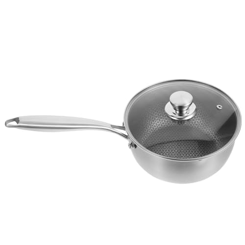 OUNONA 1Juego Cacerola Inoxidable Con Escurridor Olla Para Fideos y Sopa Mango Para Leche y Verduras