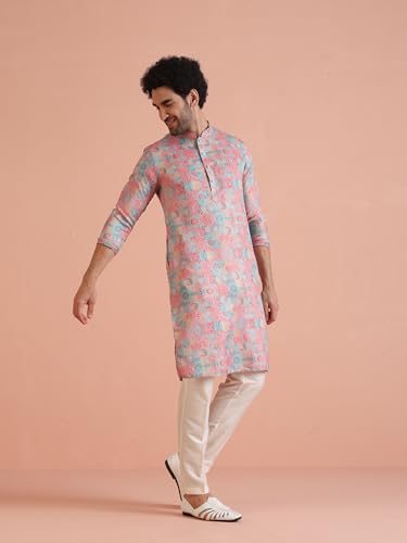Image of KISAH Men's Pashmina Printed Kurta Pyjama Set | Festive Wedding Party Ethnic Wear