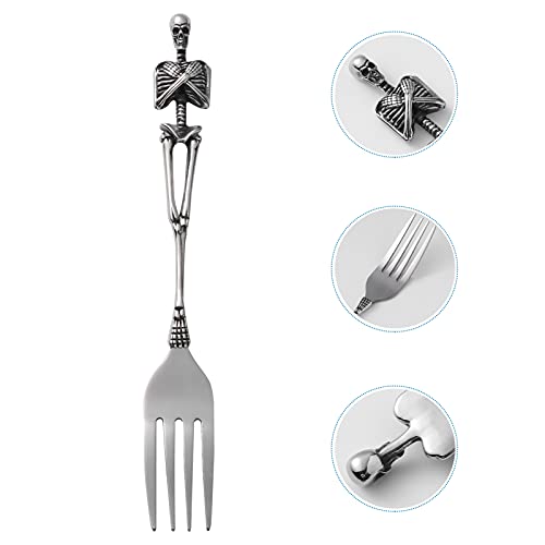 Cabilock Titanium Staal Skelet Schedel Vork Bestek Vintage Diner Vork Voor Home Kitchen Restaurant Halloween Pasen Tafel… - Afbeelding 3