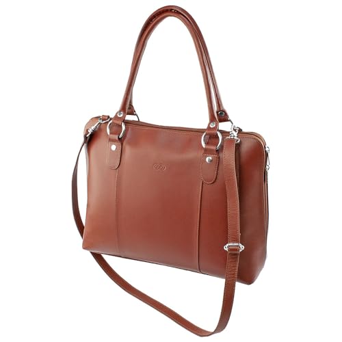 Bolsa Feminina Executiva Jasmim em Couro Galvani (Pinhão)