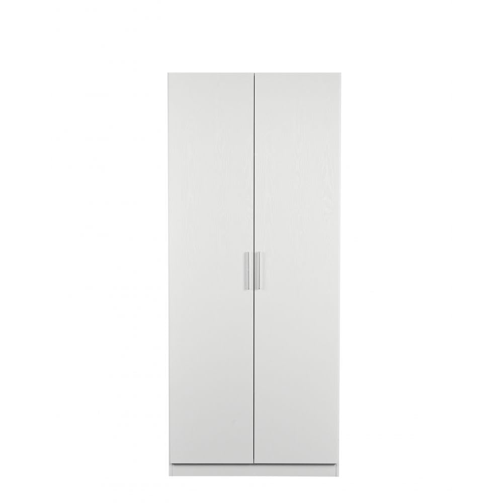 Danube Home Thomas 2-Door Wardrobe With Mirror Inside | Extra Sturdy Closet, Clothes Storage Cupboard | Modern Design Space Saving Cabinet For Bedroom L 91.6 X W 59.5 X H 216 Cm - White White