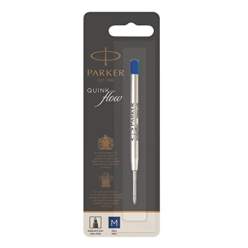 PARKER QUINKflow Ballpoint Pen Ink Refill, Medium Tip, Blue, 1 Count
