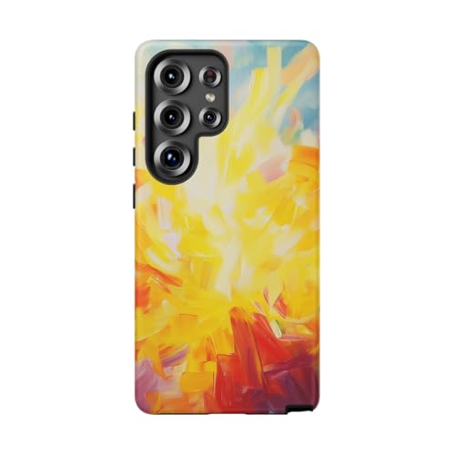 Coque Galaxy S25 Ultra jaune mate anti-rayures au design abstrait