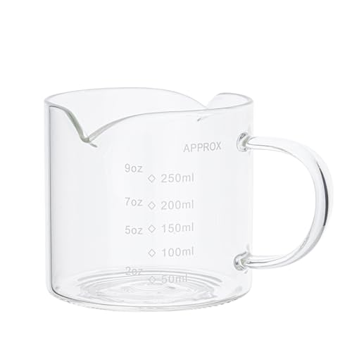 Espresso Cups,Espresso Glass with Dual Measurement (oz/ml),Spill-Resistant & Easy Clean,Versatile for Coffee,Baking &Seasoning,250ml