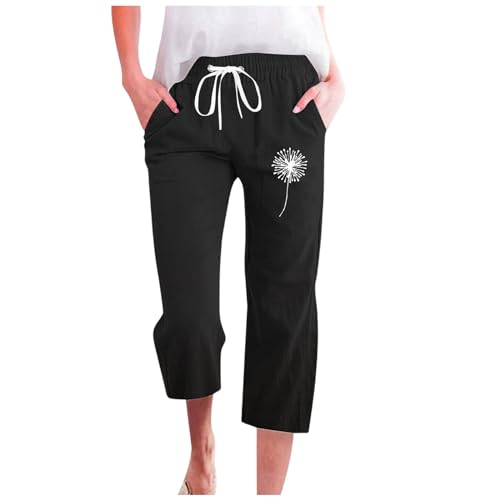 Pantalones de verano para mujer, con cordón, pantalones de mezclilla públicos, pantalones cortos, playa, verano, tela elástica, cintura elástica, trabajo alto, Negro, L