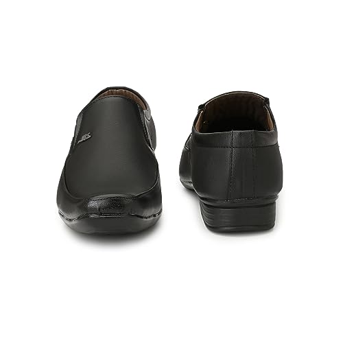 Image of Boldstar Synthetic Leather Black Formal Shoes Slip On for Men (Black)