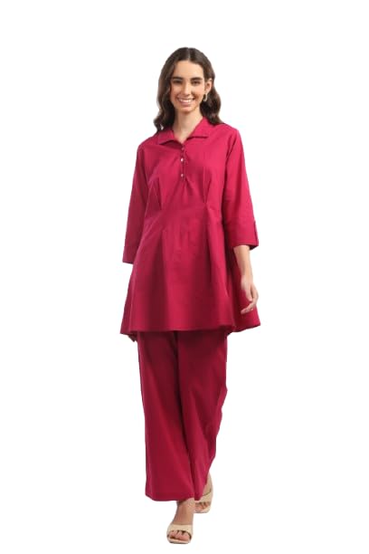 jisora Women's Pink Solid Cotton Co-ord Set-picture-25