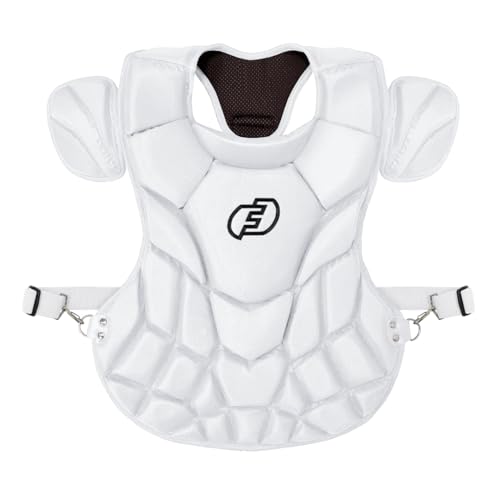 Force3 Pro Gear Solid State Catcher Chest Protector with Dupont Kevlar | SEI Certified to Meet NOCSAE Standard (Youth, White)