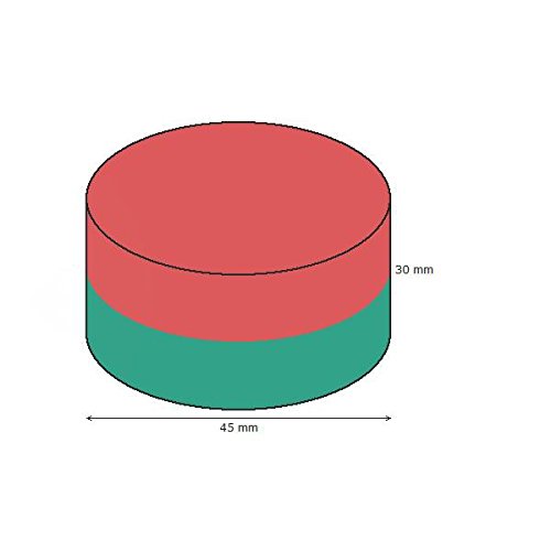 Magnes krążkowy / okrągły magnes Ø 45 x 30 mm - neodymowy N45, nikiel - utrzymuje 86 kg - tarcze magnetyczne - silny silny silny magnes / super magnes trwały o ekstremalnej sile przyczepności, na lodówkę, magnetyczną tablicę szklaną, tablicę magnetyczną,