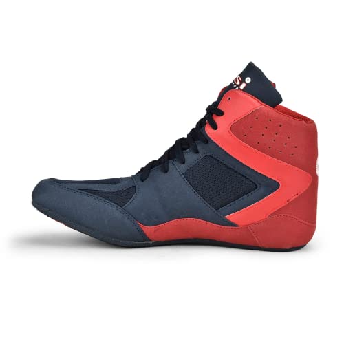 Image of USI UNIVERSAL Wrestling Shoes, 701WRB Comferto Red /Navy Sports Shoes For Wrestlers For Men & Women With Pu Suede, Mesh & Rubber Construction