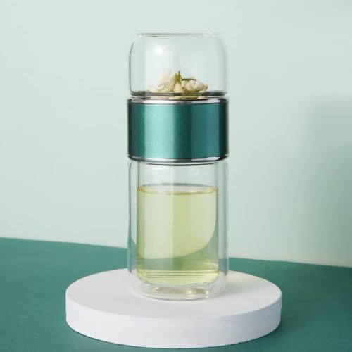 Image of 350ML Double-Layered Insulated Glass Tea Infuser Bottle | Tea & Water Separation Design for Loose Tea, Detox, & Fruit Water | Portable Glass Cup for Travel, Camping & Gifting