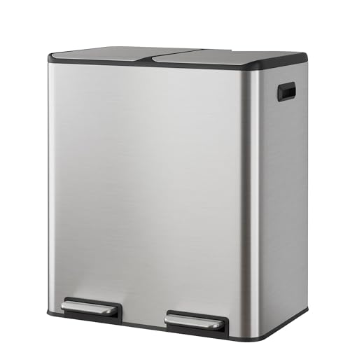 Caneca de basura doble de acero inoxidable 2 x 8 galones