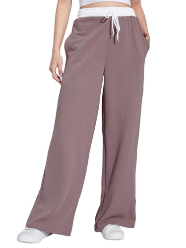 Image of Selvia Women's High Rise Solid Lycra Full Elastic Regular Fit Straight Trouser