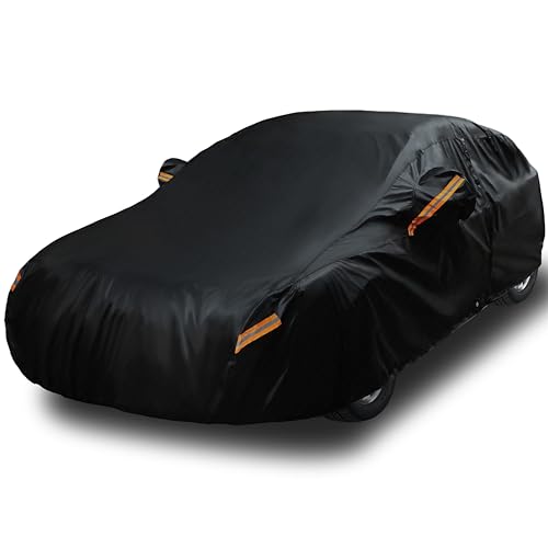Image of EzyShade Multi-Layer Car Cover Waterproof All Weather - See Vehicle Size-Chart - Outdoor Full Exterior Covers for Automobiles - Sedan Hatch SUV - Rain Snow Sun Wind - Black, Size A1 (See SizeChart)