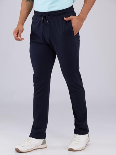 Image of SleepZ by Raymond Men Regular Fit Solid Pattern Pure Cotton Flat Front Trackpant
