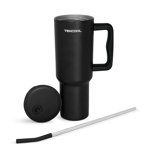 Image of Tumbler with lid and Straw 1200ML Cup Stainless Steel Hot and Cold with Handle and Lid 2 Straw Vacuum Insulated Tumbler for Water, Iced Tea or Coffee Office Gym Travelling
