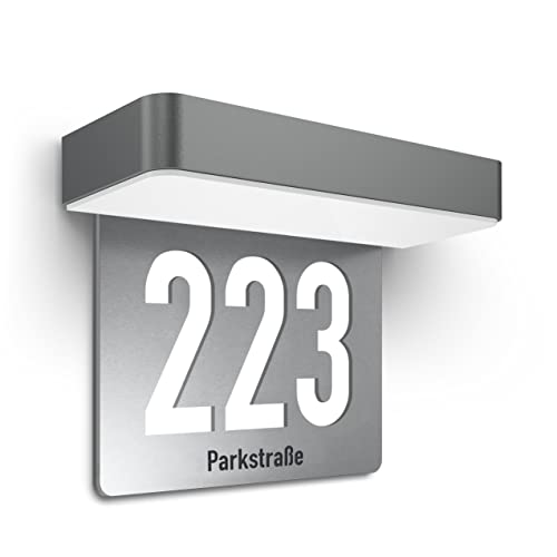 Steinel My Xsolar SOL-O HN, Hausnummernschild Edelstahl beleuchtet,...