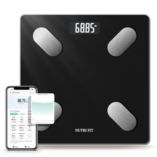 NUTRI FIT Smart Scale for Body Weight Body Composition Monitor, Bathroom Digital Weighing Scale with BMI, Body Fat, Muscle Mass, Accurate Bluetooth Home User Health Equipment Sync Apps
