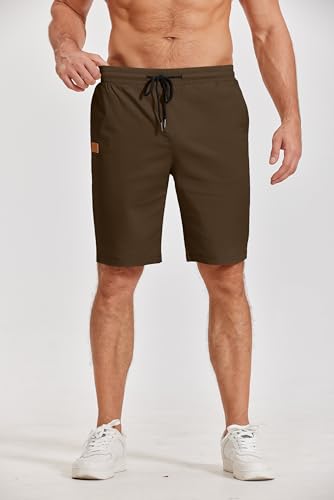 Image of COOFANDY Mens Casual Shorts Cotton Elastic Waist Drawstring Shorts Lightweight Summer Beach Shorts