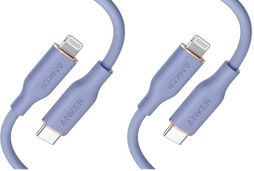 Anker PowerLine lll Flow USB-C & ���C�g�j���O �P�[�u�� MFi�F�� Anker���܂Ȃ��P�[�u�� USB PD�Ή� �V���R���f�ލ̗p iPhone 14 / 14 Plus / 14 Pro / 14 Pro Max / 1