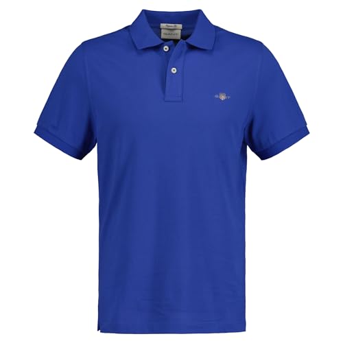 Gant Reg Shield SS Pique Polo, Reg Shield SS Pique Polo Uomo, Rich Blue, M