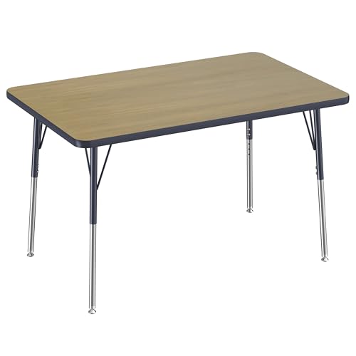 FDP 30" x 48" Rectangle Table with Swivel Glide Legs - Pasadena Oak/Navy
