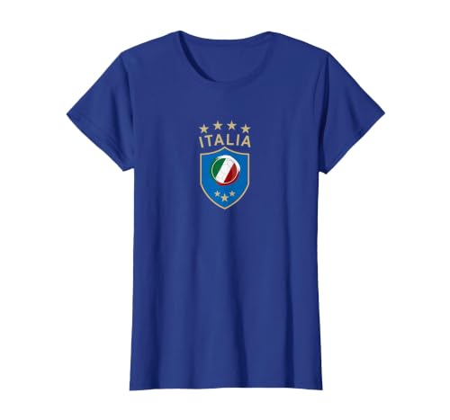 Italy Soccer - Italian Italia Flag Football Player T-Shirt, Women, Royal Blue, Small