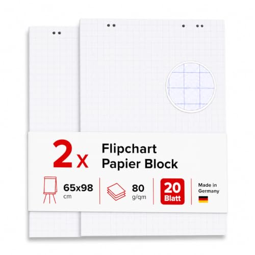 Conipa Flipchart Papier kariert, 2 Blöcke à 20 Blatt...