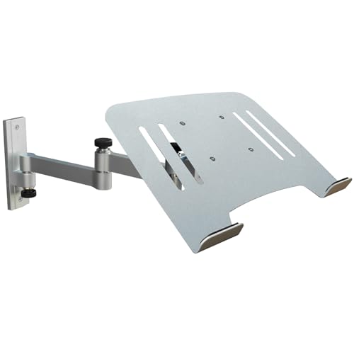 Drall Support Mural pour Ordinateur Portable (homologué TÜV SÜD) en Argent avec Plateau pour adaptateurs pour Ordinateur Portable en Argent Modèle:...