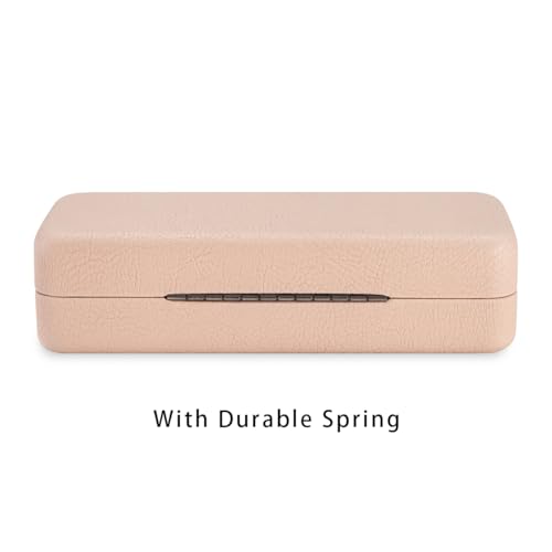 Image of TRIUMPH VISION Sunglasses Case Hard Shell Glasses Case Eyewear Eyeglasses | Sunglass Eyeglass Hard Case for Women and Men Metal PU Leather Lined Storage with Microfiber Cleaning Cloth Protection