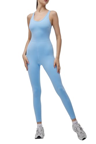Image of LOVESOFT Workout Jumpsuits for Women Sleevesless Bodycon Backless Unitard