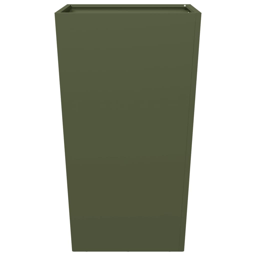 vidaXL Donice ogrodowe, oliwkowozielone, 2 szt., 45x45x75 cm, stalowe, doniczka, doniczka ogrodowa, donica tarasowa, wysoka donica, donica balkonowa